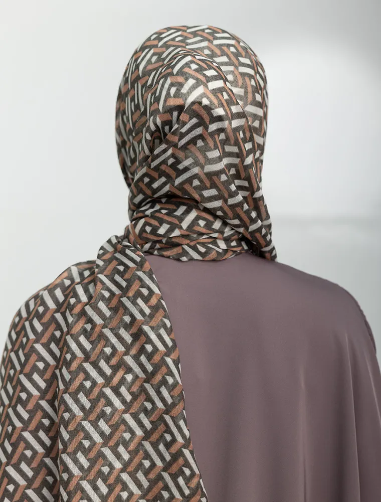 Brown Geo Print Hijab